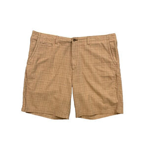 Cremieux Shorts Men‎ 42 Brown Classics Houndstooth Plaid Flat Front Cotton Chino